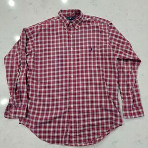 Polo Ralph Lauren Blake Shirt Mens Medium Red Plaid Cotton Button Down